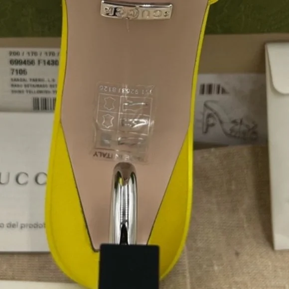 Gucci Women's Yellow Bow satin Heeled sandals ! Size 6.5